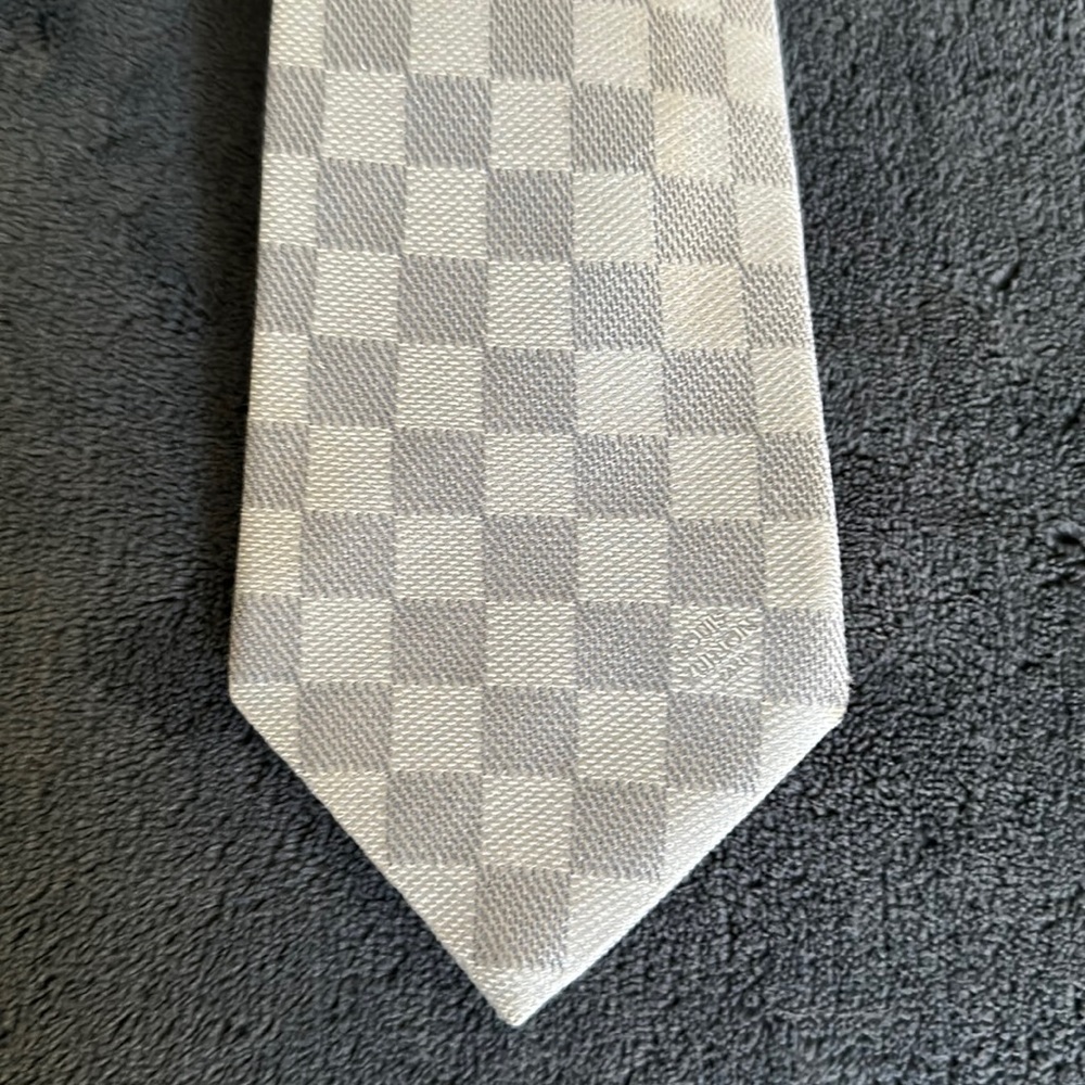 Louis Vuitton Men’s Tie- Light Blue checkers- 100% Silk